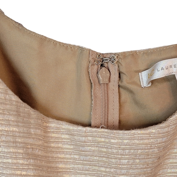 LC Lauren Conrad Gold Tone Holiday Christmas Formal Dress With Bow Women's 2 - Picture 7 of 13